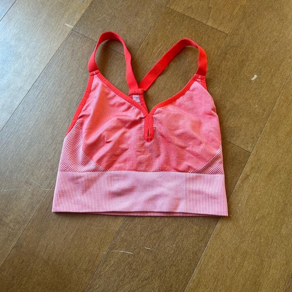 Women's Nike Dri Fit Sports Bra Pink Red Ribbed Small